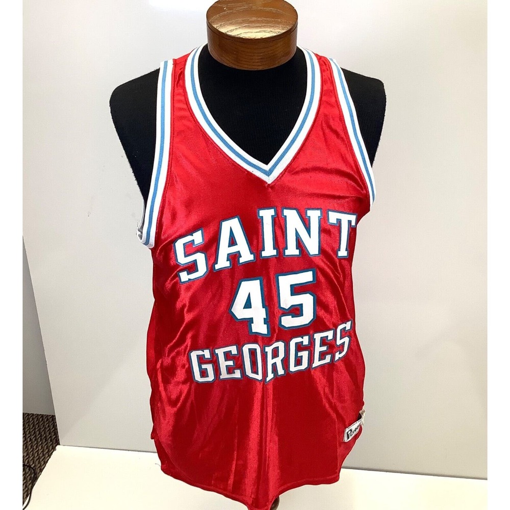 Vintage Powers USA Saint Georges #45 Red/Blue HS Basketball Jersey Mens Sz 46